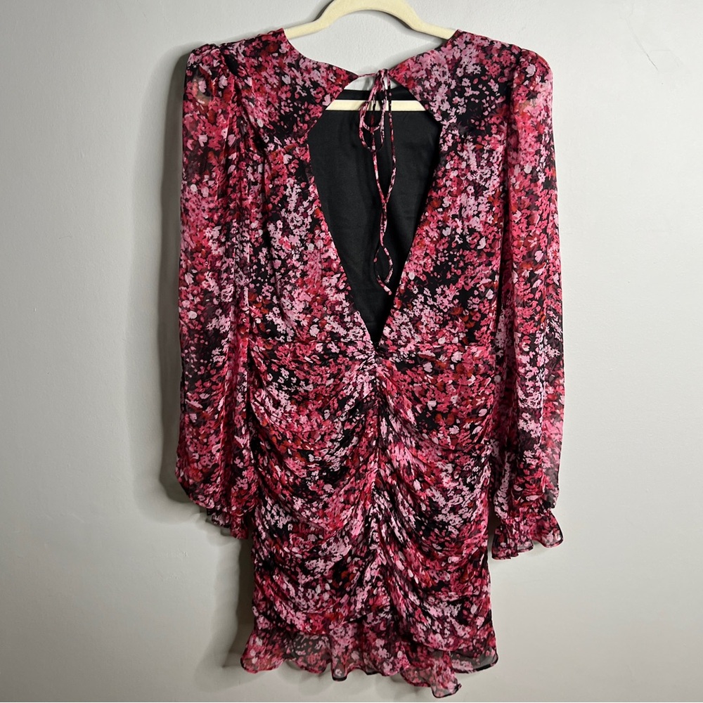 LUSH Floral Chiffon Long Sleeve Dress, Size M, Open Back Elegance! - Picture 11 of 15